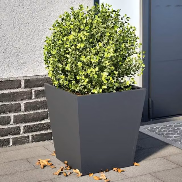 Berkfield Home Garden Steel Planter Tubs, Anthracite and Black, 2 Pack, W/D/H: 40 x 40 x 40 cm