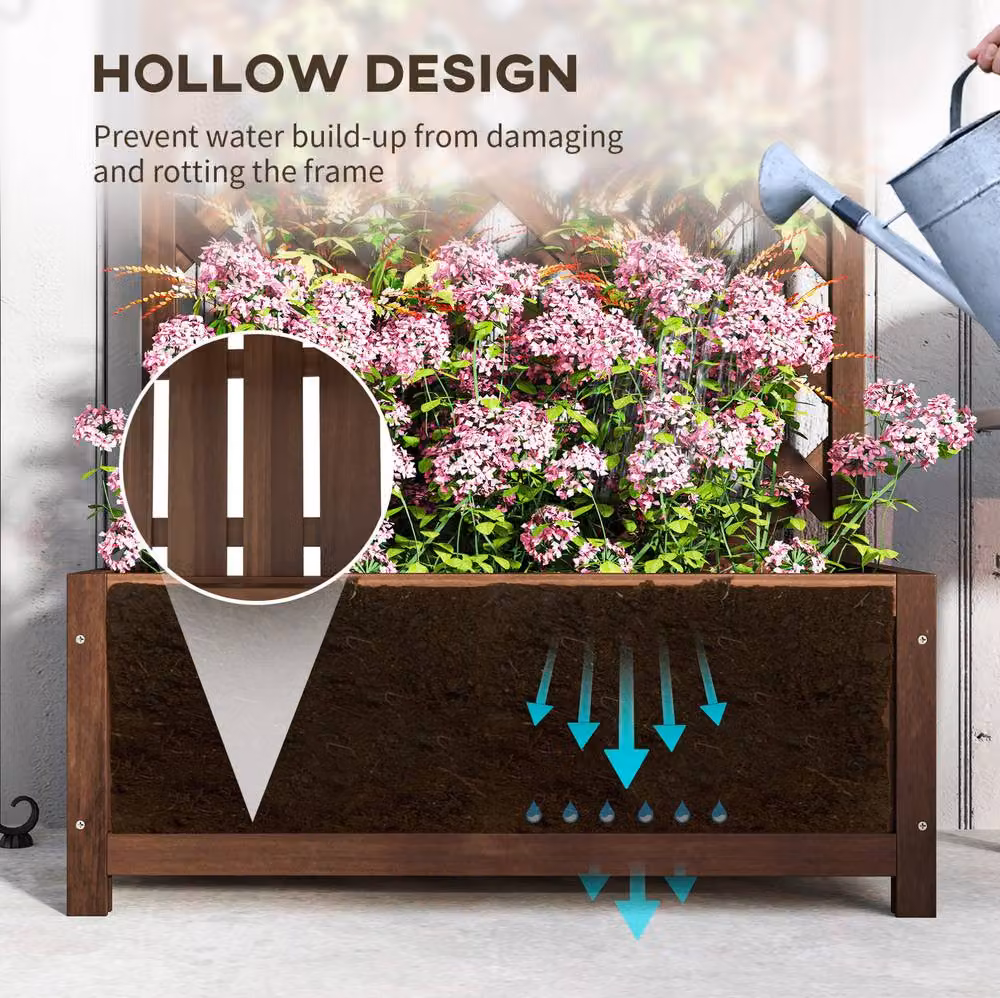 STILVORA Brown Wooden Raised Planter with Trellis – 7