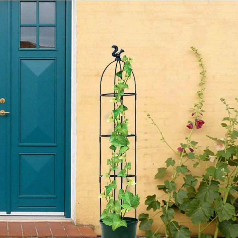 KORVIXA Black Plastic Garden Obelisk Trellis Support, W/D/H: 50 x 50 x 145 cm – 3
