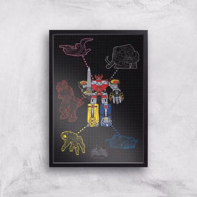 Power Rangers Megazord Multicolour Giclee Art Print, A2