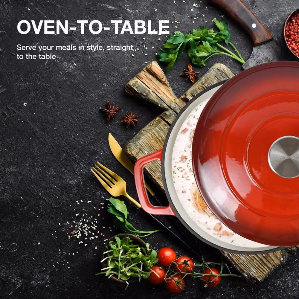 Nordara Red Enamelled Cast Iron Casserole Pot, 5 l – 5