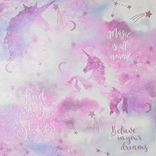 Arthouse Galaxy Unicorn Wallpaper in Pink, White and Multicolour, W: 53 cm x L: 1005 cm