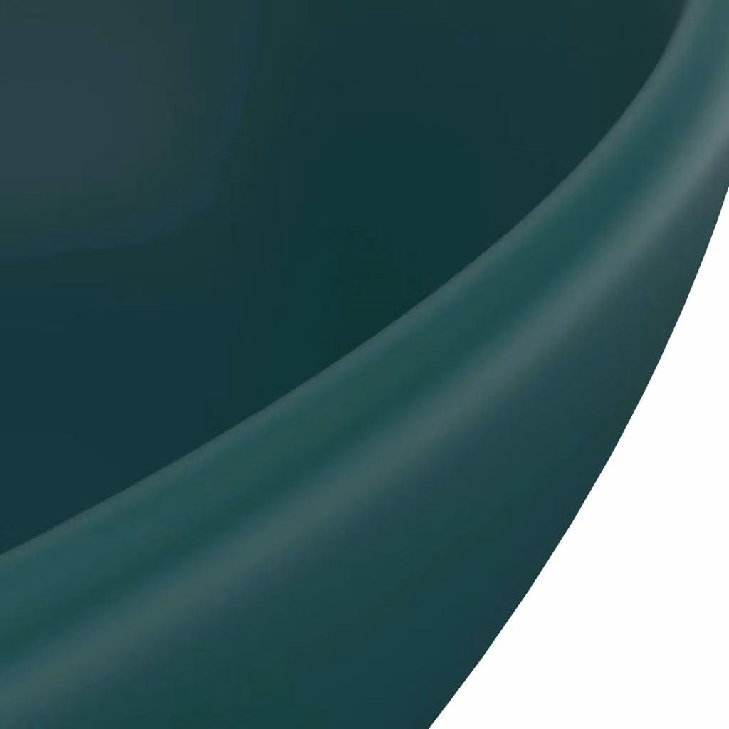 Berkfield Home Luxury Oval Ceramic Countertop Basin in Matt Dark Green, W: 40 cm, D: 33 cm – 3