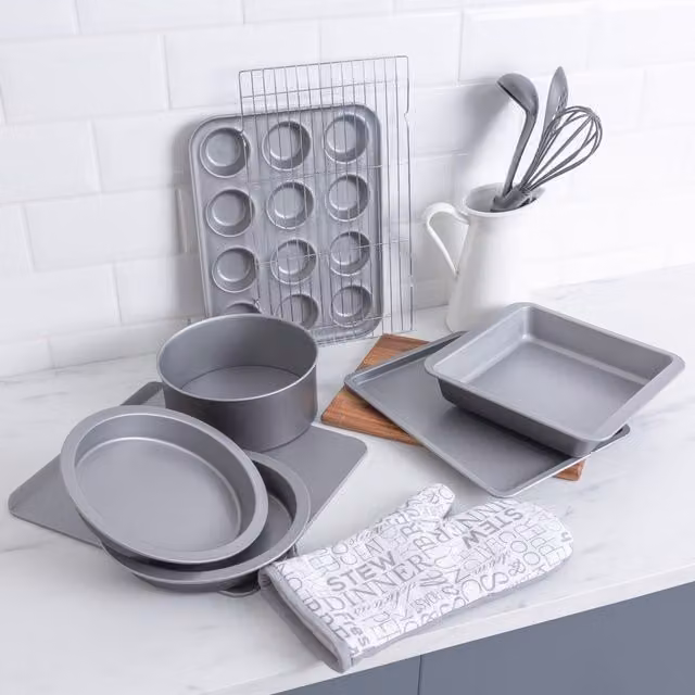 Baker & Salt Non-Stick 8 Piece Beginner Baking Set in Silver – 1