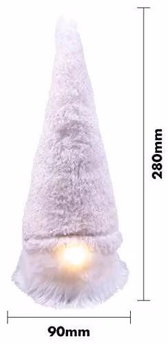 Netagon Home Light Up Sammi Christmas Gonk Gnome Ornament in White, H 28 x W 12 x D 12 cm – 2