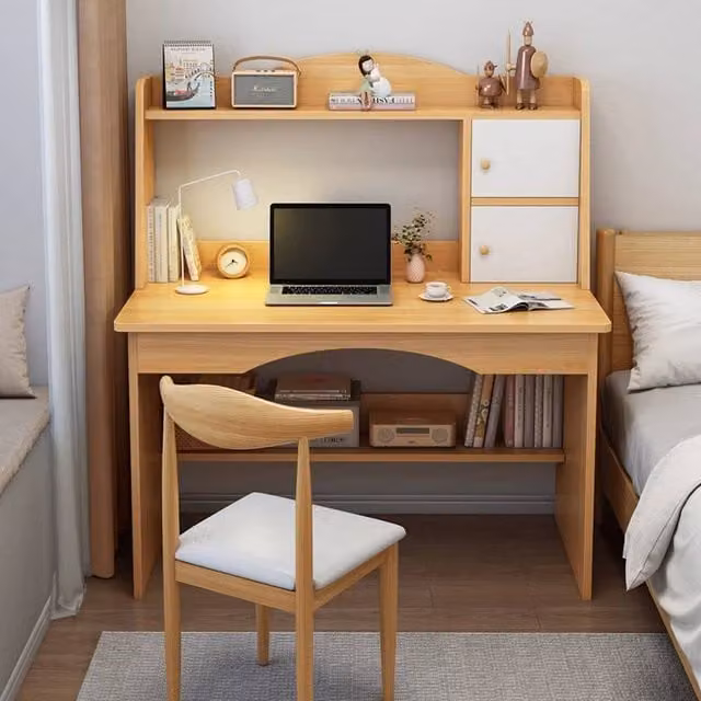 KORVIXA Modern Computer Desk and Writing Workstation in Oak, W/D/H: 100 x 100 x 100 cm – 1