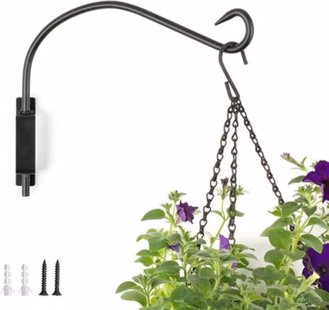 NESTLUNE Black Iron Swivel Hanging Basket Wall Bracket – 1