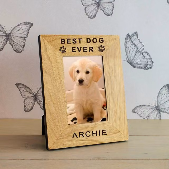 Uniqueful Personalised Best Dog Ever Wood Picture Frame, Brown, W/H: 10 x 15 cm