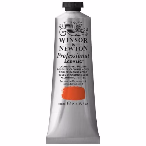 Winsor & Newton Professional Acrylic Colour, Cad Red Med, 60 ml