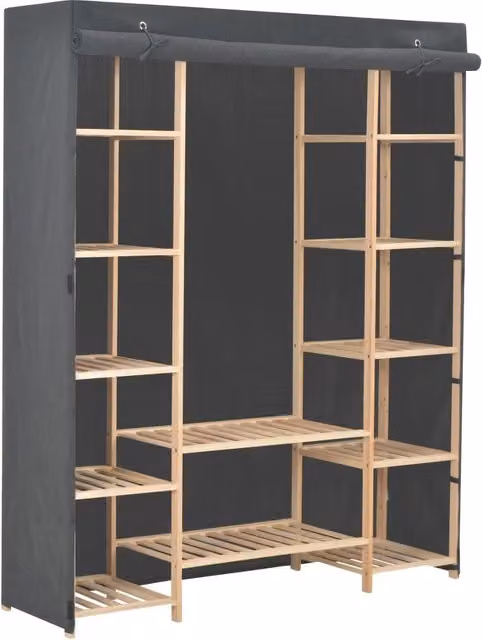Berkfield Home Grey Fabric Roll Shutter Wardrobe W/D/H: 135 x 40 x 170 cm