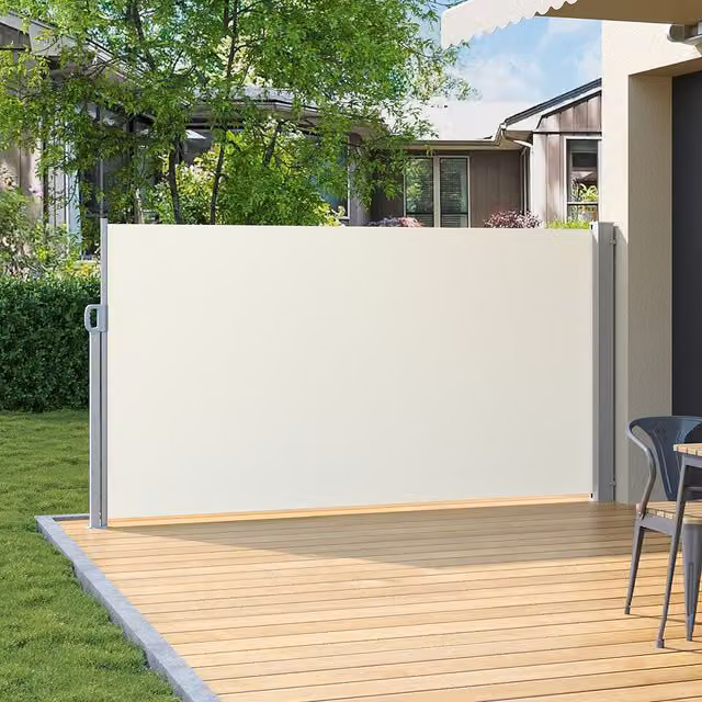 Breeins Outdoor Retractable Waterproof Privacy Side Awning in Beige, W/H: 300 x 160 cm