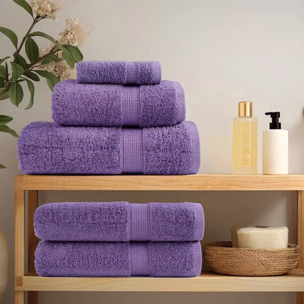 Berkfield Home SOLUND Premium Cotton Soap Towels, Purple, 2 Pack, W: 30 cm x H: 30 cm, 600 gsm – 3