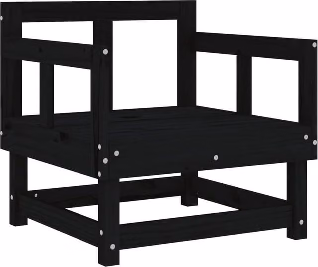 Berkfield Home Beautiful Garden Chairs, Set of 2, Black Solid Pine Wood – 1
