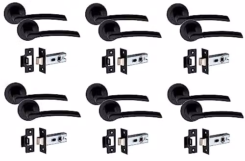 Golden Grace Indiana Round Rose Door Handle Latch in Matt Black Finish – 1