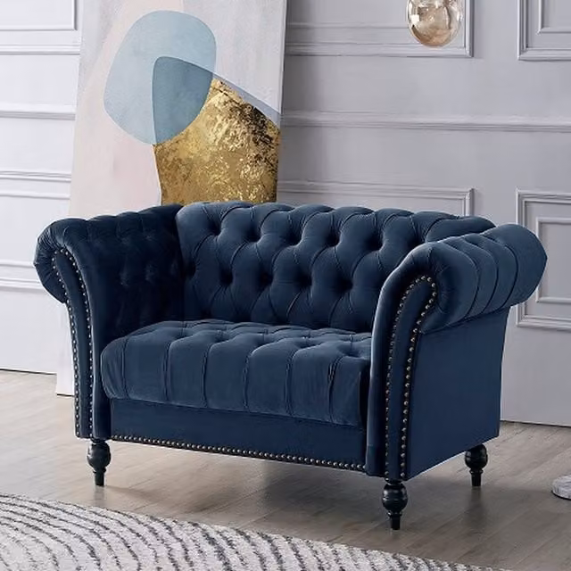 Mayfield Blue Velvet Chesterfield 2 Seater Sofa