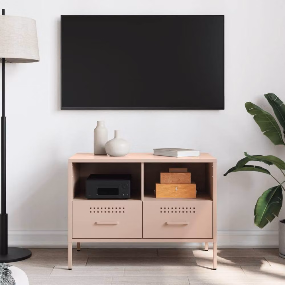 Berkfield Home Pink Metal Industrial TV Cabinet W: 68 cm, D: 39 cm, H: 50.5 cm – 3