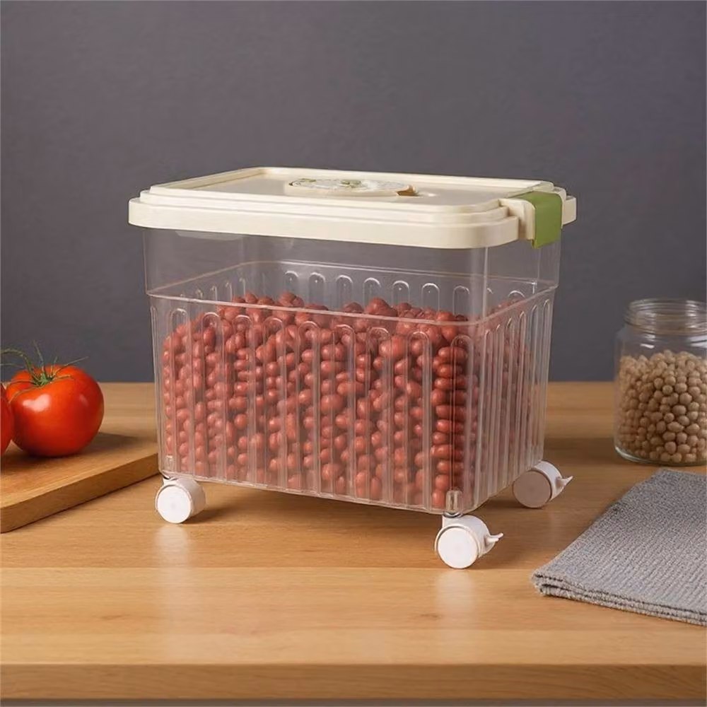 PAWNORA Transparent Plastic Grain Storage Container with Wheels, 10 kg – 2