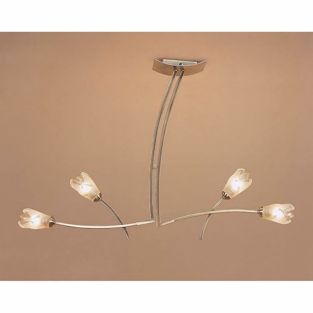 Netlighting Pietra Linear 2 Arm 4 Light Pendant with Transparent Glass in Antique Brass and Gold – 2