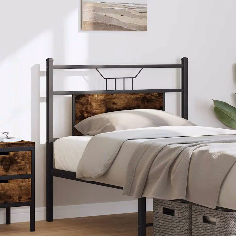 Berkfield Home Industrial Headboard in Smoked Oak and Brown, Width: 75 cm – 3
