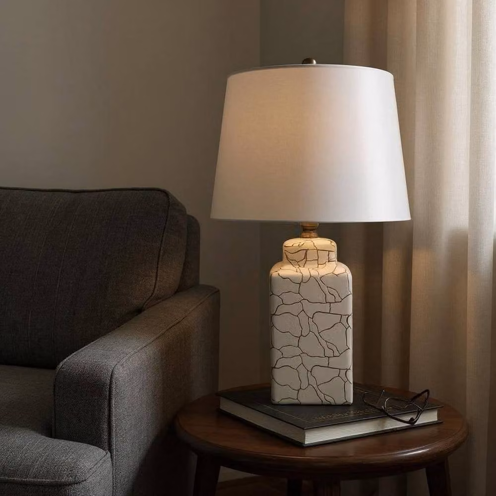 Minster Ceramic Table Lamp and Shade in Silver, W/D/H: 36 x 30 x 59 cm – 3