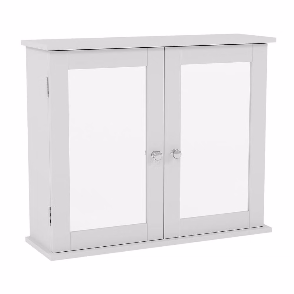 Home Discount Hayle 2 Door Mirrored Wall Cabinet in White – 2