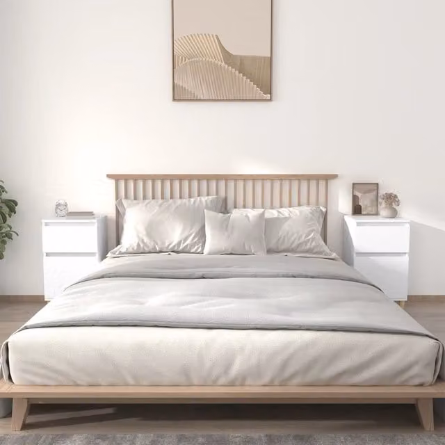 Berkfield Home Set of 2 White Bedside Cabinets, W/D/H: 40 x 35 x 70 cm
