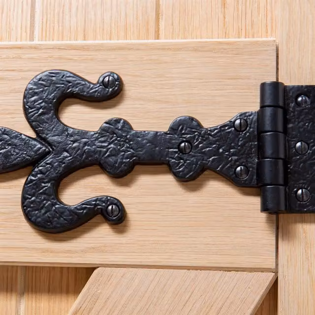 Hammer & Tongs Fleur De Lis T-Hinge in Matt Black Iron, Pack of 10, Width: 23.5 cm