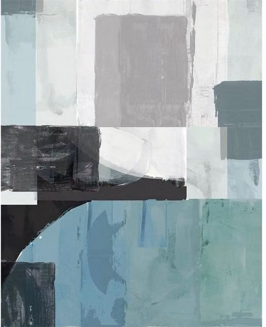Cartissi Blue Shapes Abstract Geometric Canvas Print – 1