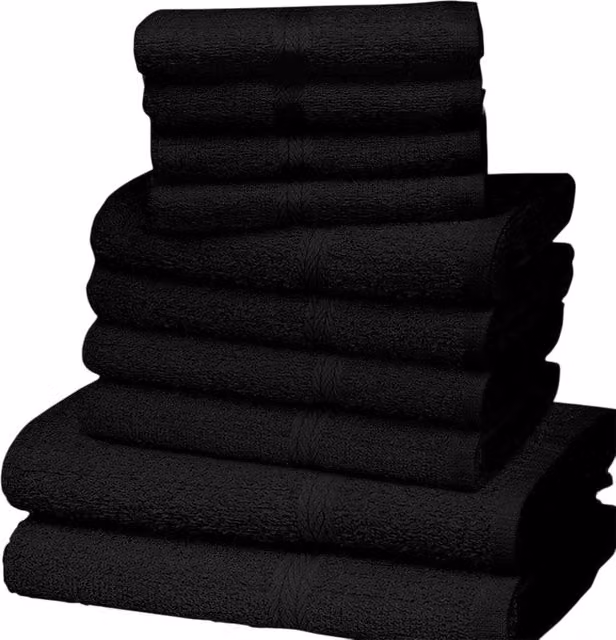 K Collection Egyptian Cotton Towel Set, 10 Pack, Black