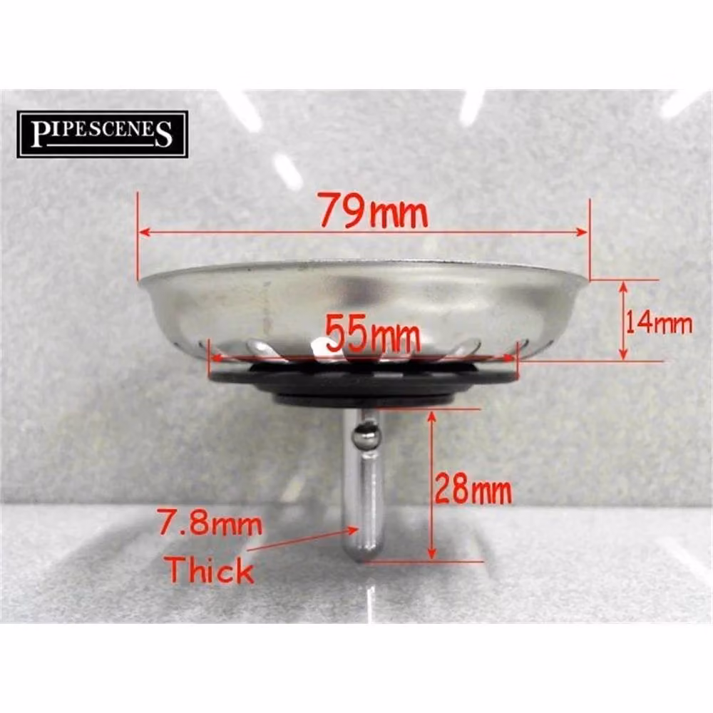 McAlpine Pair of Stainless Steel Kitchen Sink Basket Strainer Waste Plugs in Silver – 2