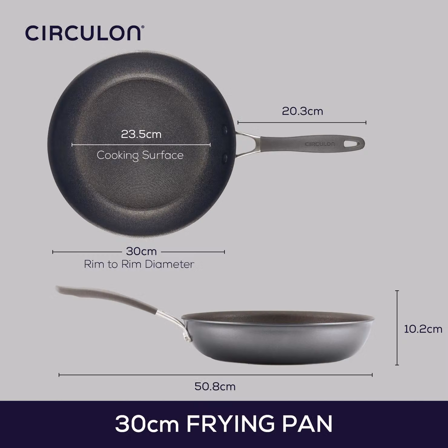 Circulon ScratchDefense Extreme Non Stick Frying Pan, Grey, 30 cm – 6