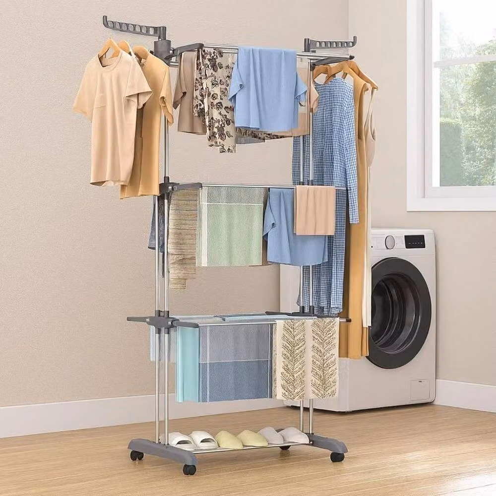 PAWNORA Foldable Laundry Drying Rack in Silver and Grey – 3