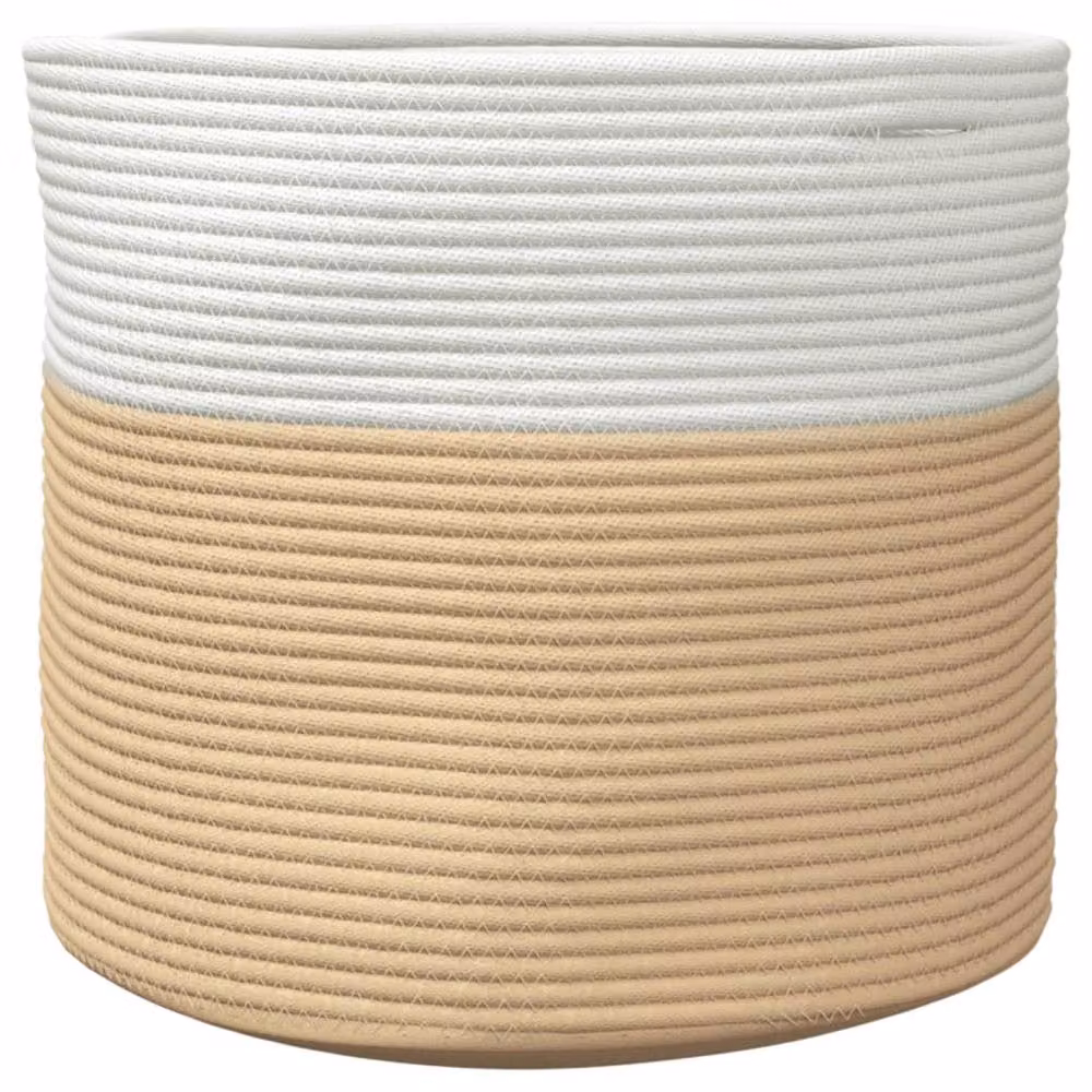 Berkfield Cotton Home Storage Basket in Beige and White, W: 40 cm, H: 35 cm – 2