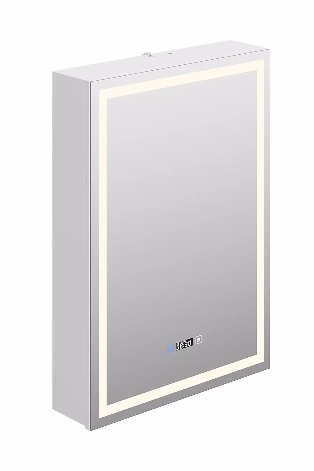 Living and Home Single-Door Bathroom Mirror Cabinet with LED Lighting and Anti-Fog Function in Silver – 2