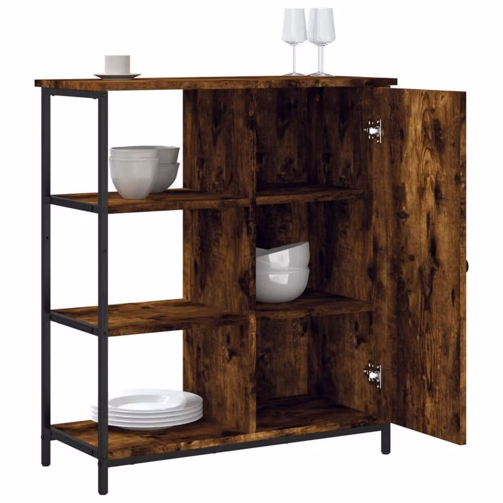 Berkfield Home Smoked Oak Sideboard in Brown, W/D/H: 70 x 30 x 80 cm – 4