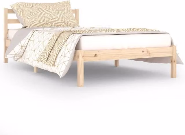Berkfield Home Rustic Solid Wood Pine Day Bed in Natural, W/D/H: 100 x 200 cm