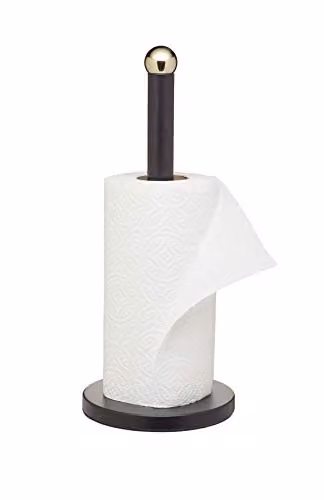 MasterClass Stainless Steel Freestanding Kitchen Roll Holder in Black and Gold, W/D/H: 15 x 15 x 35 cm