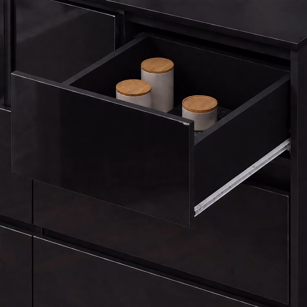 Harmin Luxury Black High Gloss 7 Drawer Handleless Chest of Drawers – 5