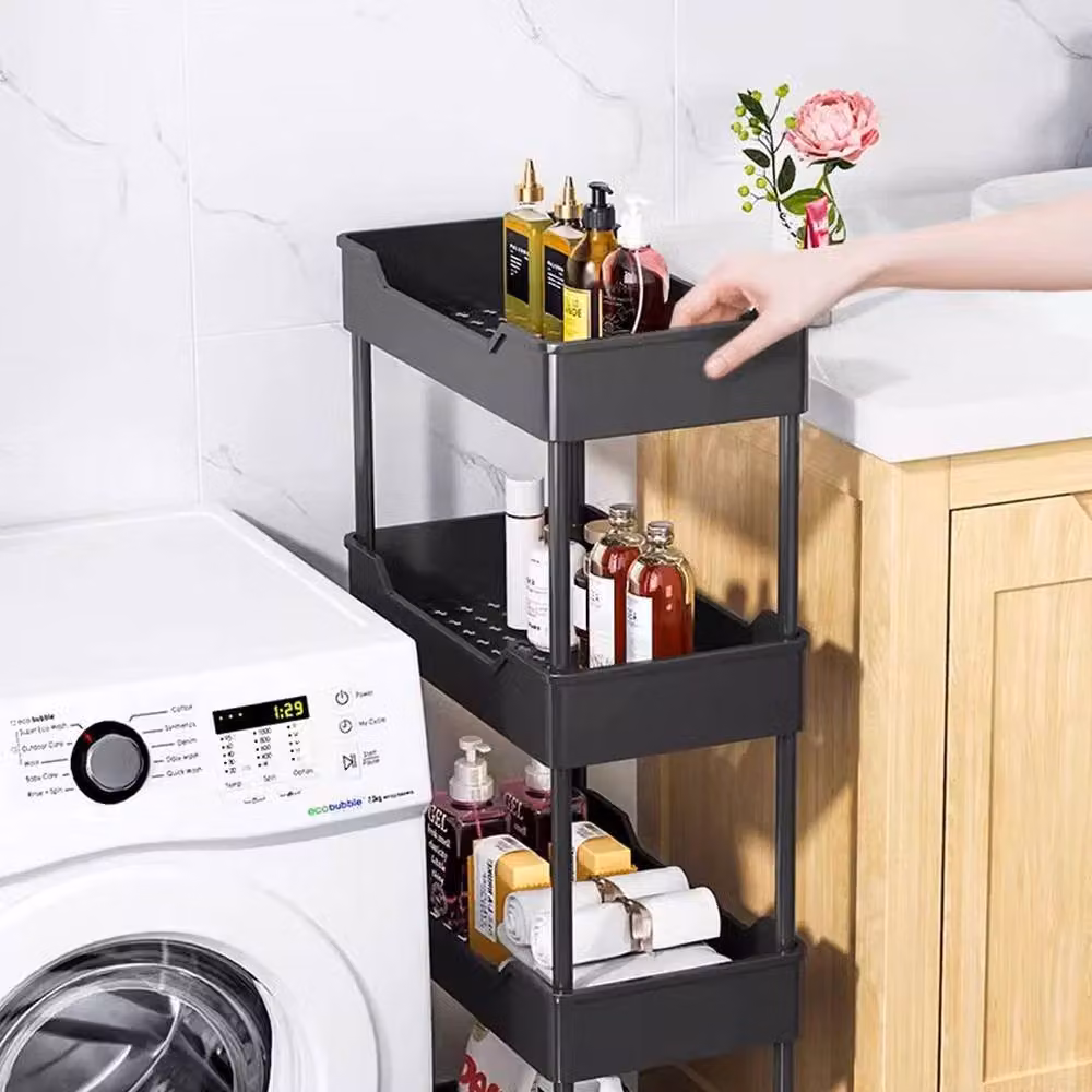 PAWNORA Black 4 Tier Slim Kitchen Storage Trolley, H 88 x W 40 x D 20 cm – 2