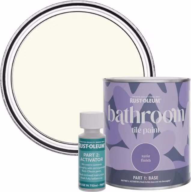 Rust-Oleum Satin Finish Bathroom Tile Paint in White, 0.75 l