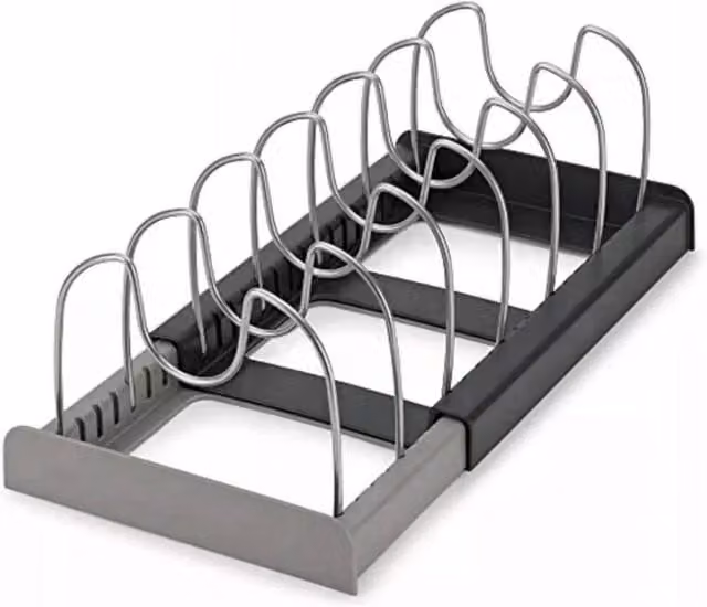 Kelvenix Expandable Stainless Steel Saucepan and Pot Lid Holder in Black