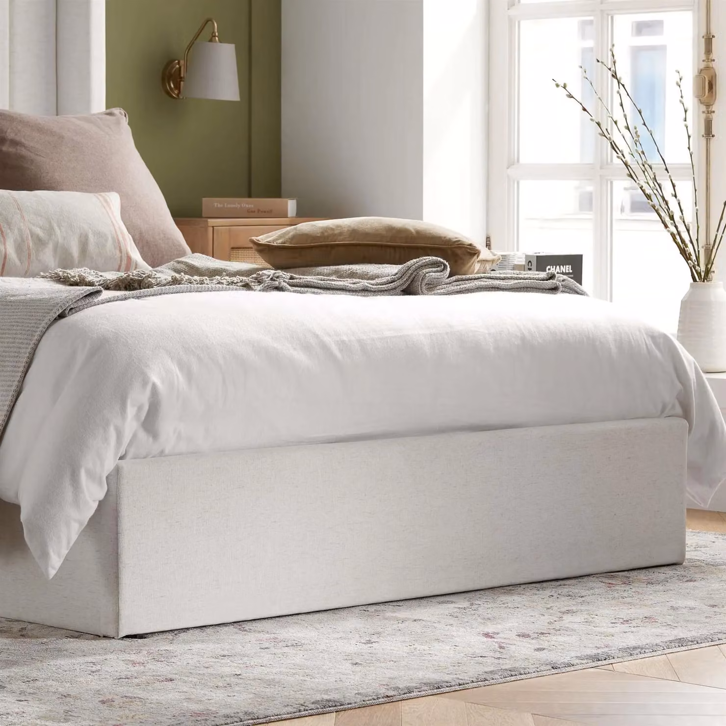 Birlea Maisey Ottoman Double Bed Frame in Cream Linen Fabric, W/D/H: 154 x 142 x 200 cm – 6