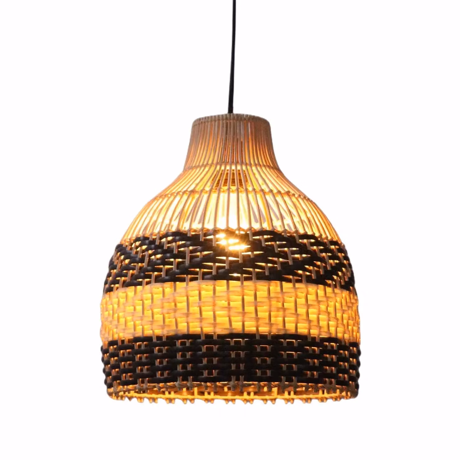 First Choice Lighting Tanya Natural Rattan Mix Dome Pendant Lightshade, Brown, W: 30.5 cm, D: 27.0 cm, H: 27.0 cm – 2