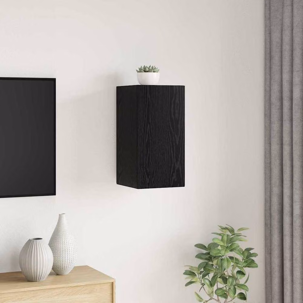 Berkfield Home Modern Wall-Mounted TV Unit with Storage and Hinged Doors in Black – 2