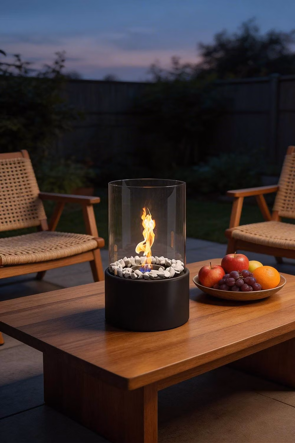 Living and Home Freestanding Tabletop Ventless Ethanol Fireplace in Black – 3
