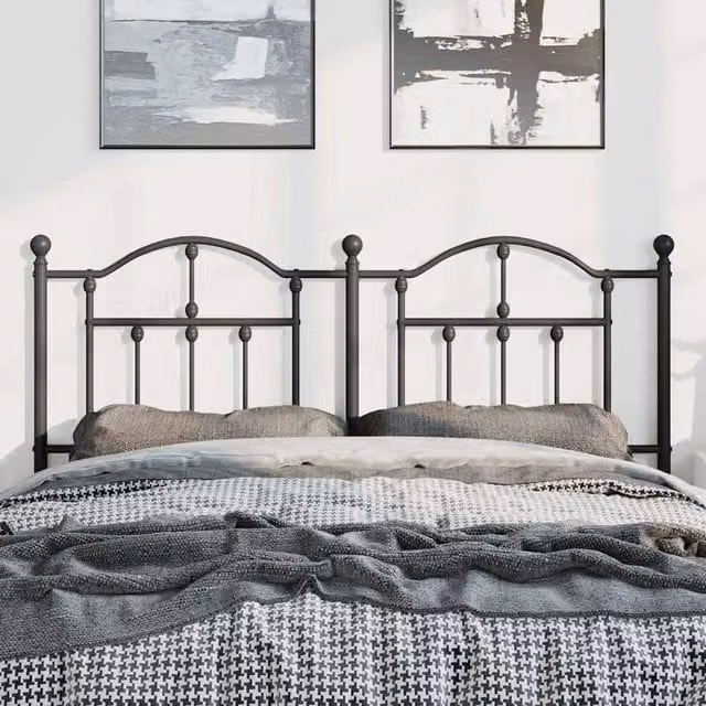 Berkfield Home Classic Metal Headboard in Matt Black