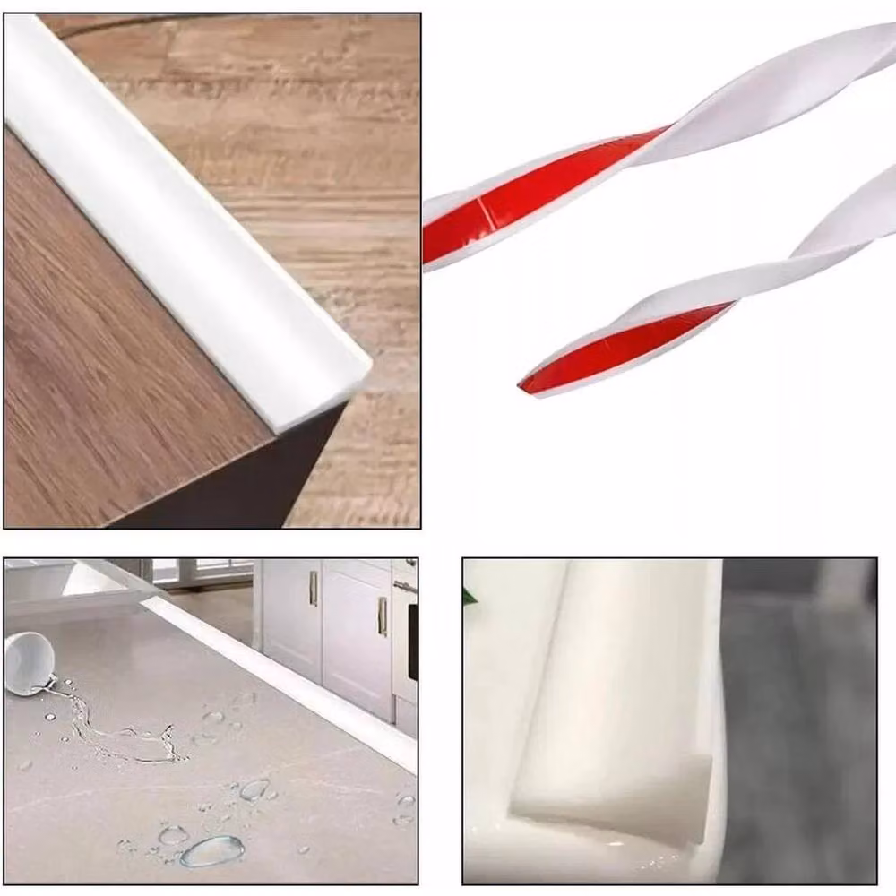 FLAVORA Silicone Shower Water Barrier Strip, White, Width: 180 cm, Height: 180 cm – 5