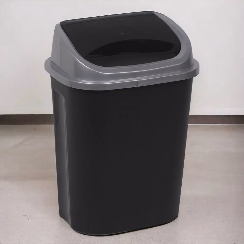 KORVIXA 25L Plastic Swing Top Waste Bin in Black – 3