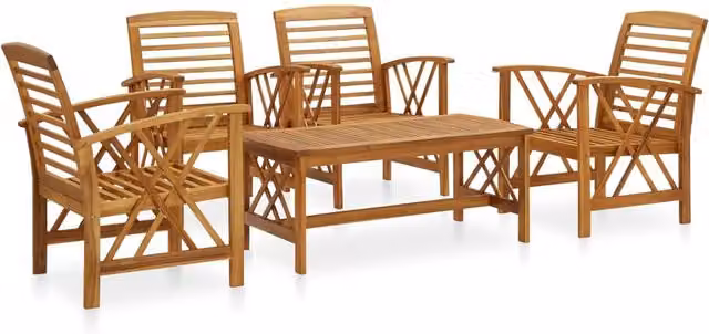 Berkfield Home 5 Piece Garden Lounge Set in Brown Solid Acacia Wood