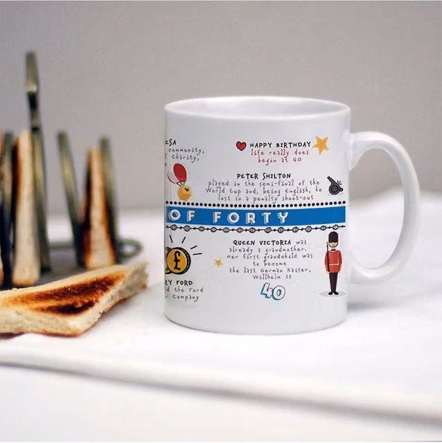 Afewhometruths Personalised 40th Birthday Mug with Name and Message, White
